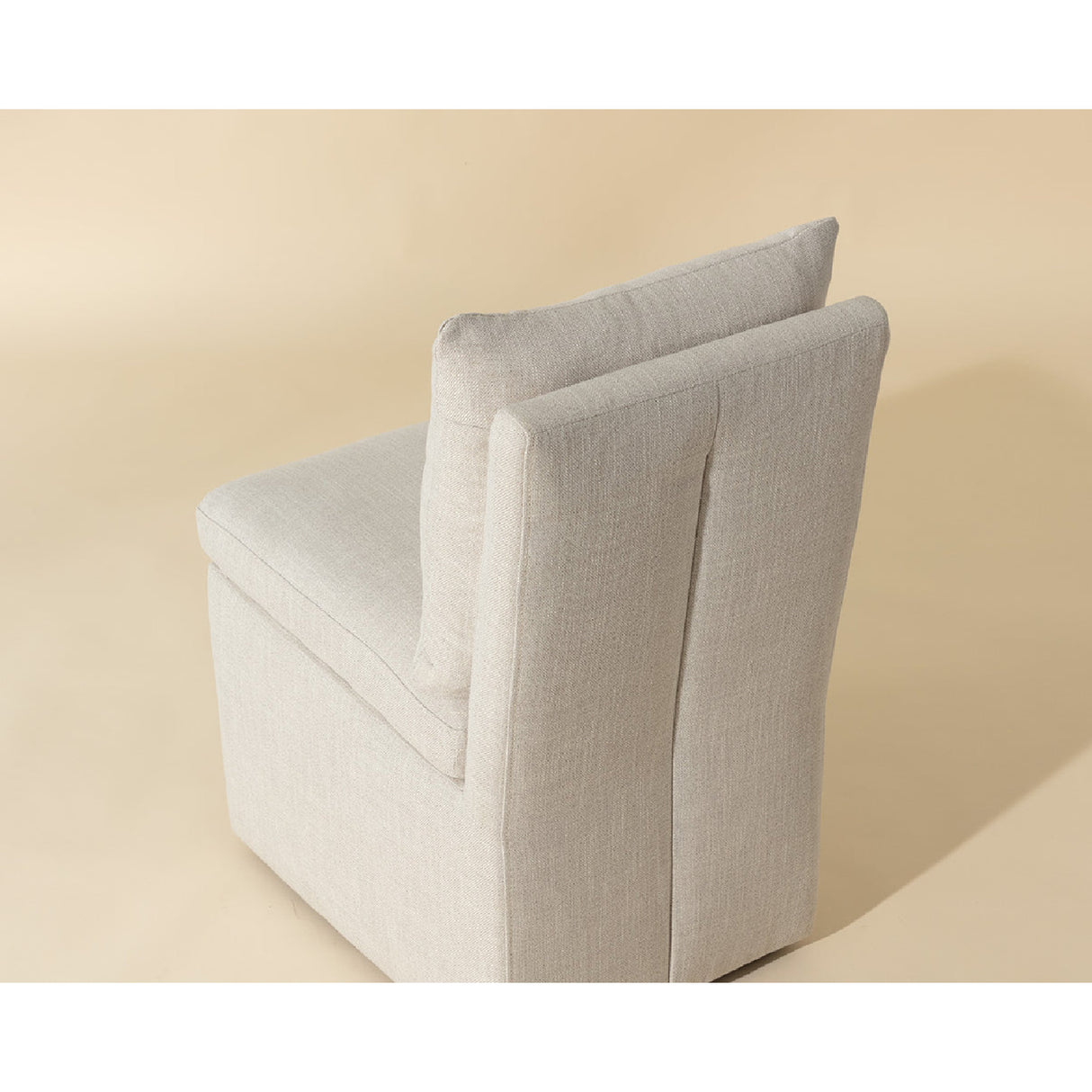 Modern European furniture - White Linen Wheeled Dining Chair - www.oroa.com | Oroa.com