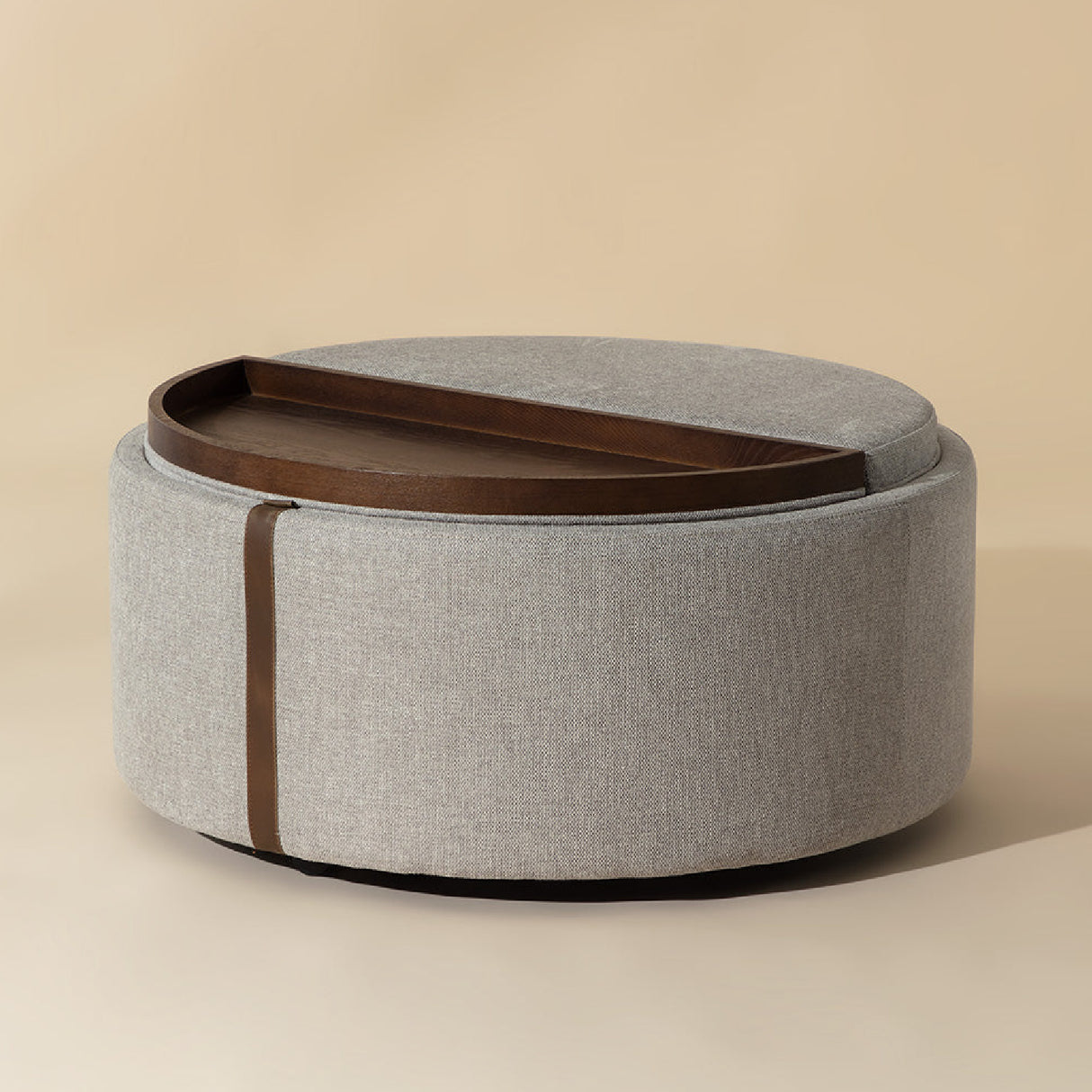 Modern European furniture - Round Leather Wheeled Storage Ottoman - www.oroa.com | Oroa.com