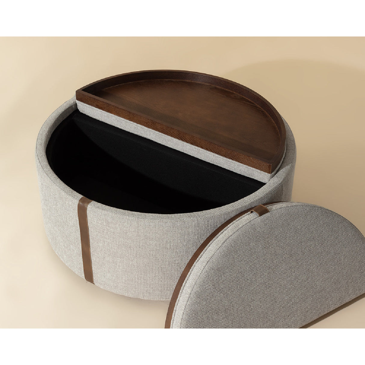 Modern European furniture - Round Leather Wheeled Storage Ottoman - www.oroa.com | Oroa.com