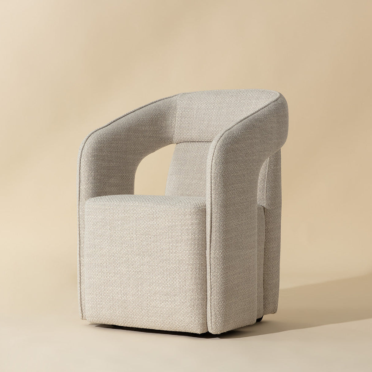 Modern European furniture - Fabric Upholstered Wheel Dining Armchair - www.oroa.com | Oroa.com