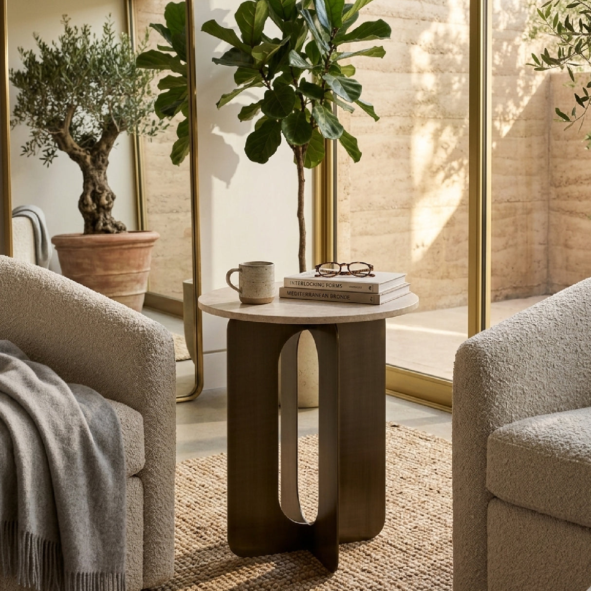 Modern European furniture - Gray Marble Round End Table - www.oroa.com | Oroa.com