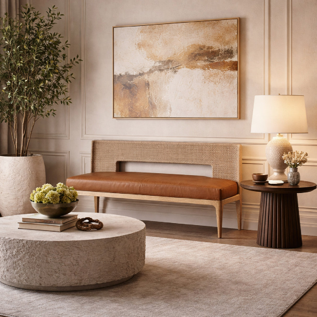 Modern European furniture - Brown Leather Seat Banquette - www.oroa.com | Oroa.com