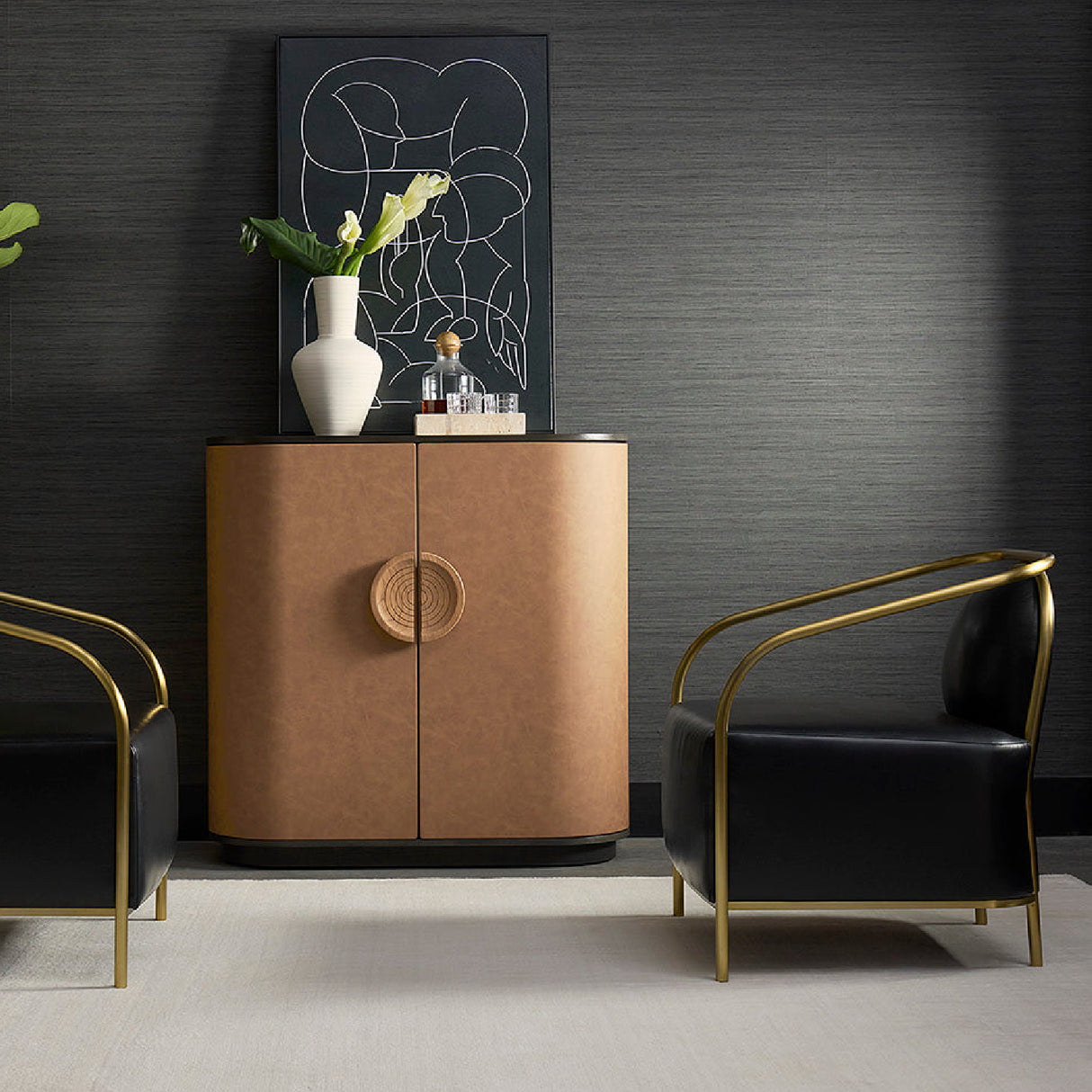 Modern European furniture - Gold Framed Leather Lounge Chair - www.oroa.com | Oroa.com
