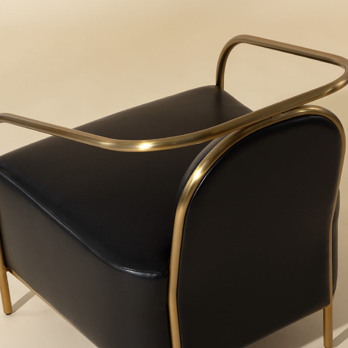 Modern European furniture - Gold Framed Leather Lounge Chair - www.oroa.com | Oroa.com