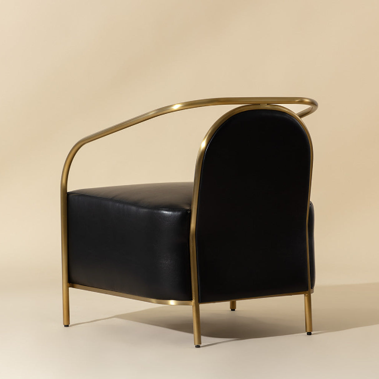 Modern European furniture - Gold Framed Leather Lounge Chair - www.oroa.com | Oroa.com