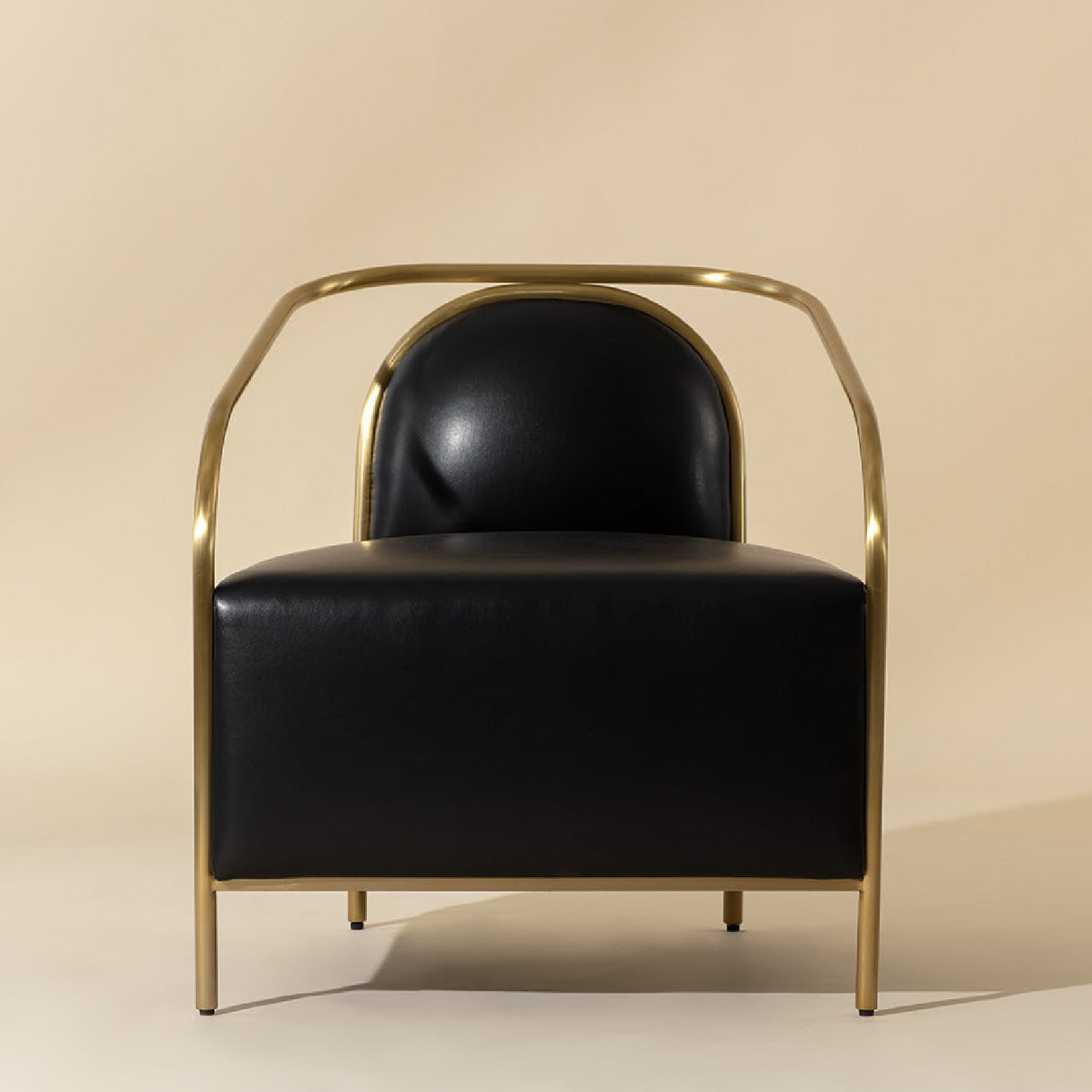 Modern European furniture - Gold Framed Leather Lounge Chair - www.oroa.com | Oroa.com