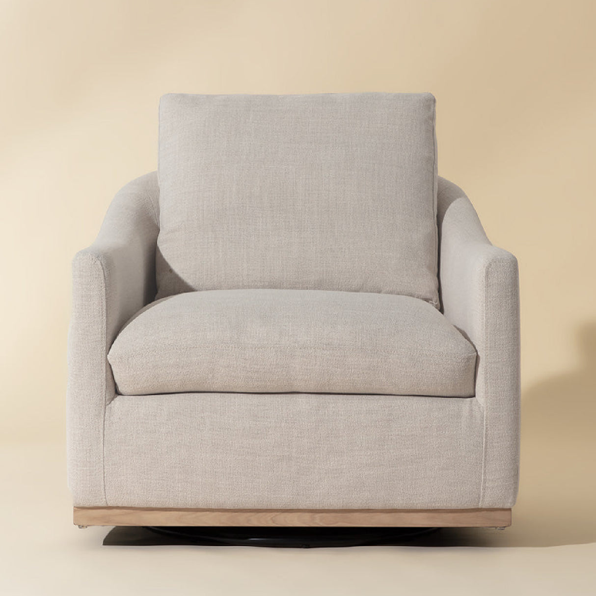 Modern European furniture - White Linen Swivel Lounge Chair - www.oroa.com | Oroa.com