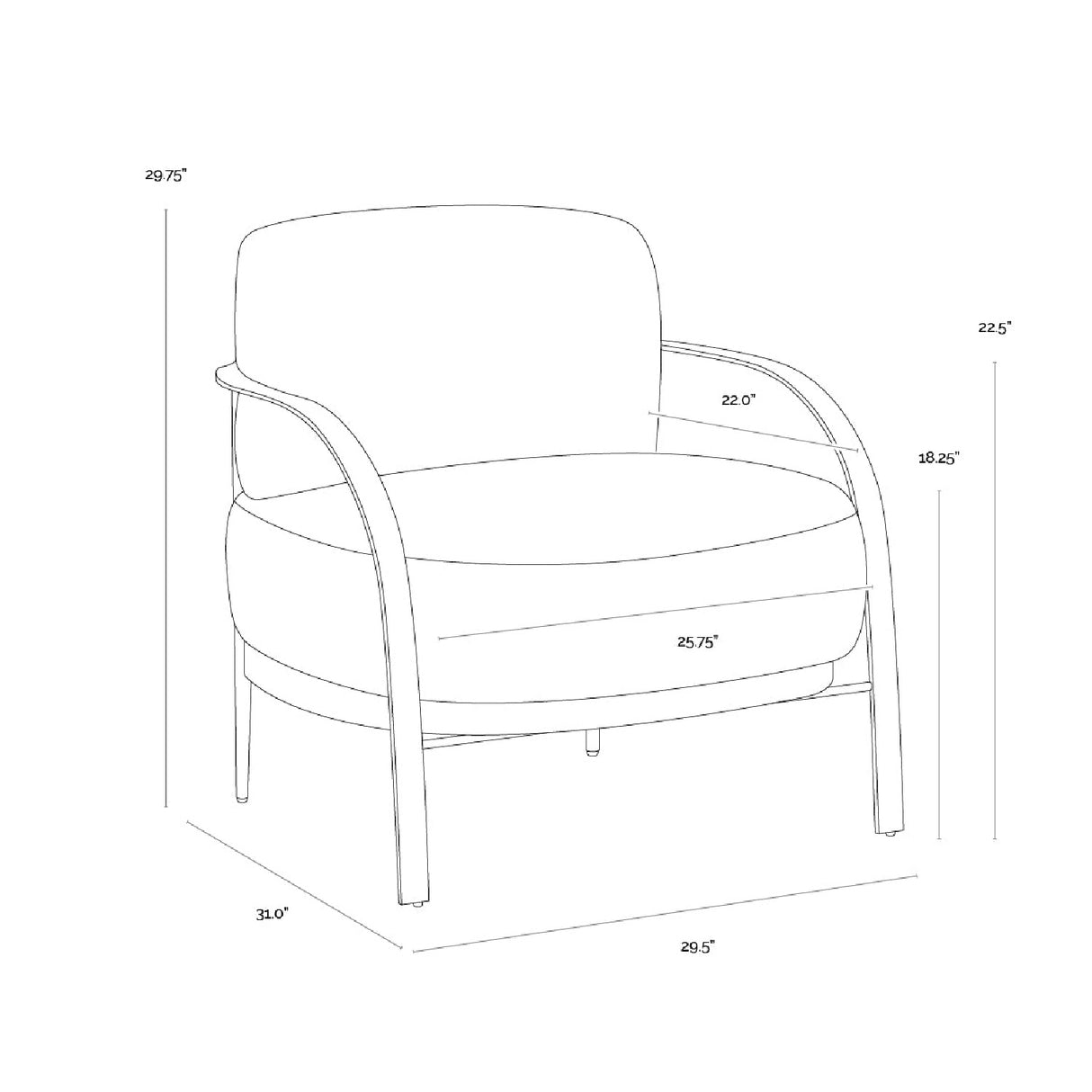 Modern European furniture - Gold Framed Fabric Lounge Chair - www.oroa.com | Oroa.com