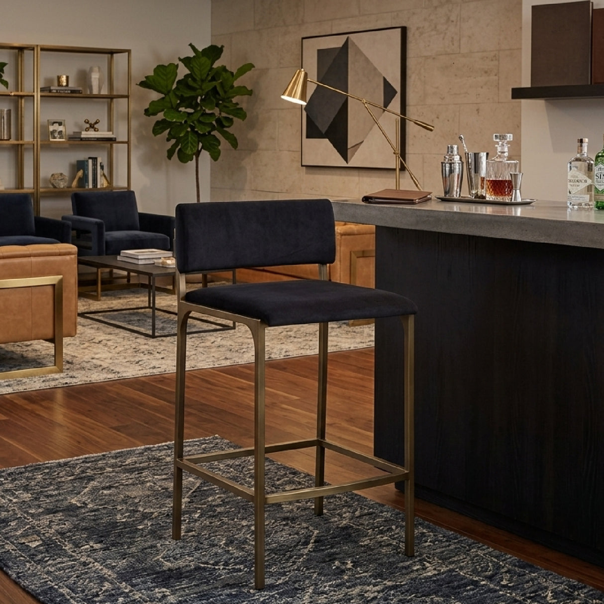 Modern European furniture - Black Fabric Counter Stool - www.oroa.com | Oroa.com