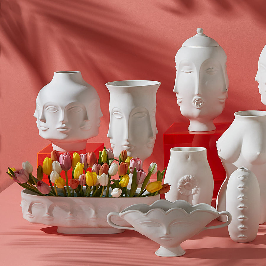 Unglazed Porcelain Face Vase L | Jonathan Adler Dora Maar