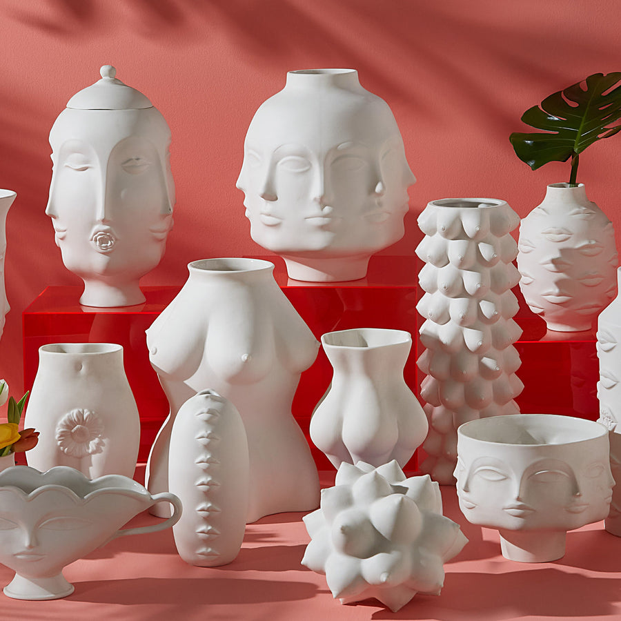 Unglazed Porcelain Giant Face Vase | Jonathan Adler Dora Maar | Oroa.com
