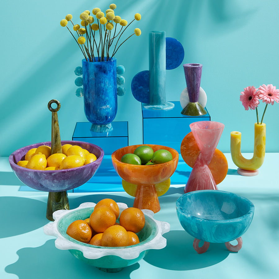 Blue Marbleized Vase | Jonathan Adler Mustique Disc | Oroa.com