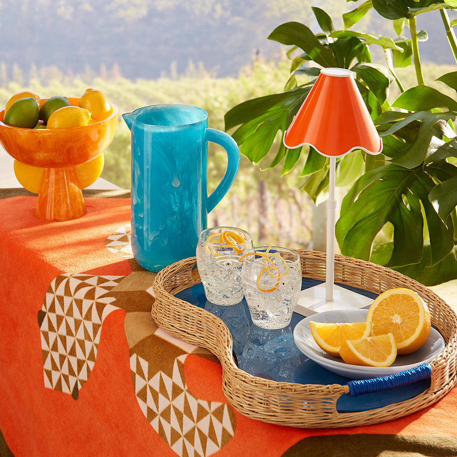 Orange Marbleized Pedestal Bowl | Jonathan Adler Mustique | Oroa.com