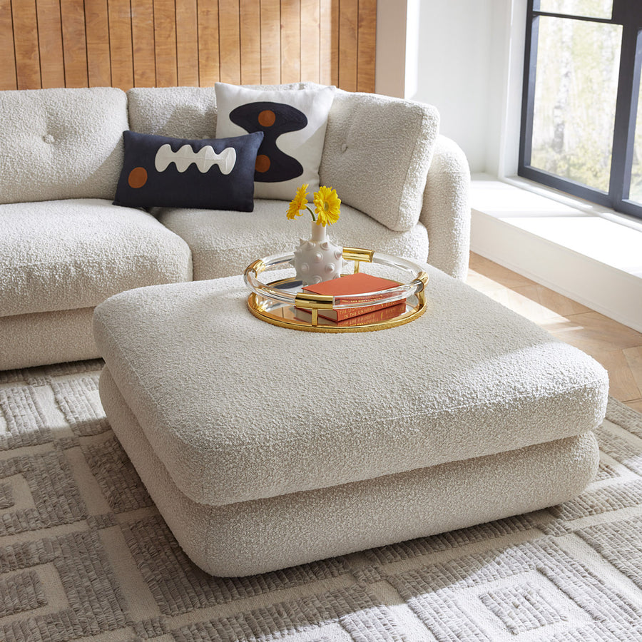 Bouclé Square Ottoman | Jonathan Adler Pompidou | Oroa.com