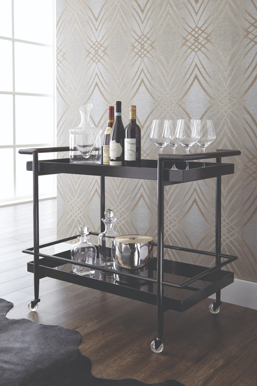 Modern European furniture - Black Glass Shelves Bar Cart - www.oroa.com | Oroa.com