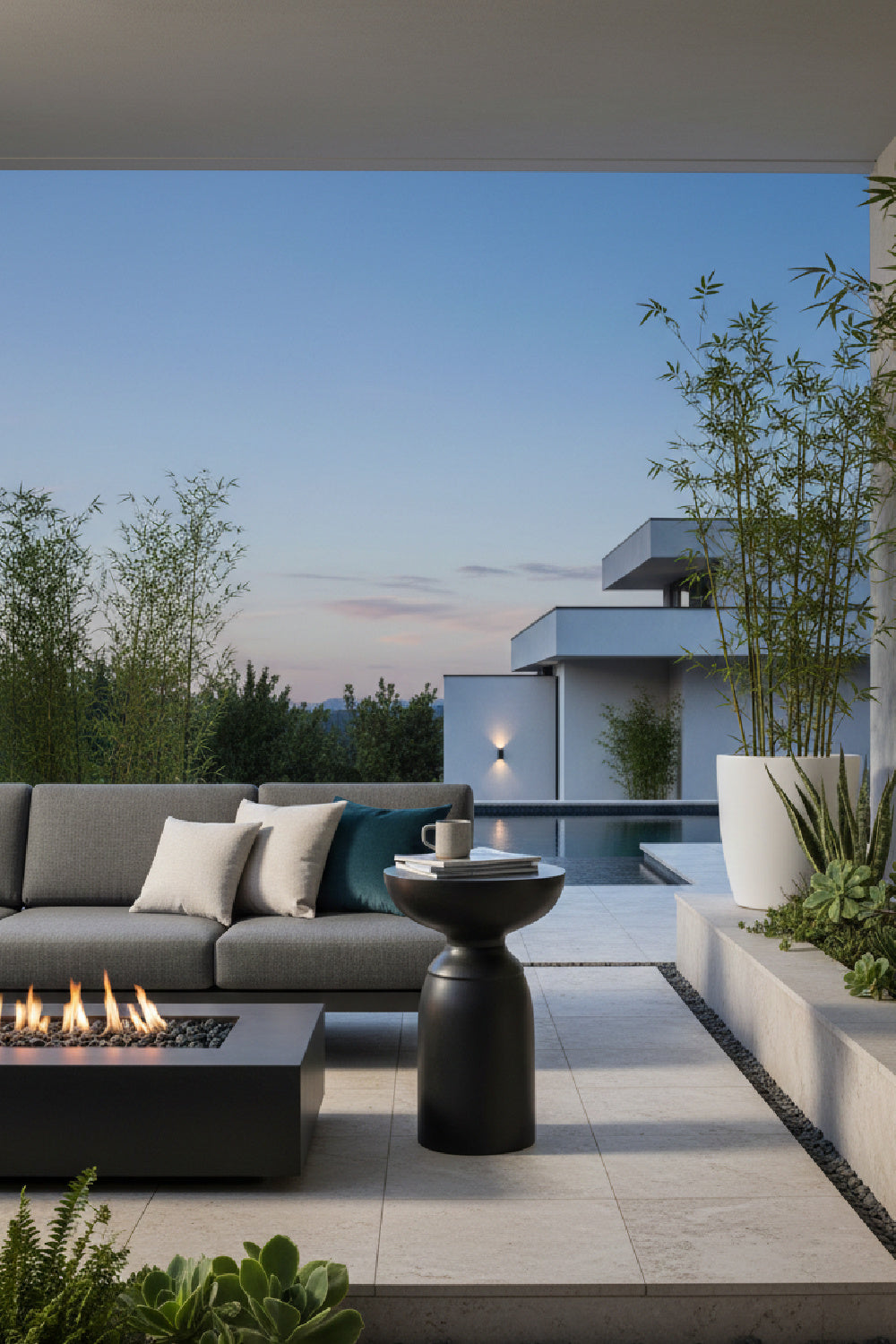 Modern European furniture - Black Concrete Indoor/Outdoor End Table - www.oroa.com | Oroa.com