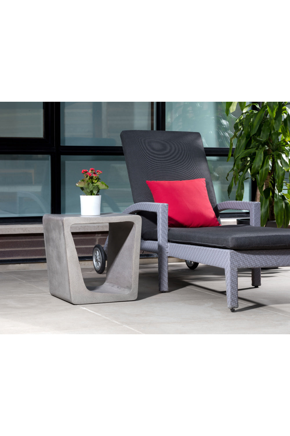 Modern European furniture - Gray Asymmetrical Indoor/Outdoor End Table - www.oroa.com | Oroa.com