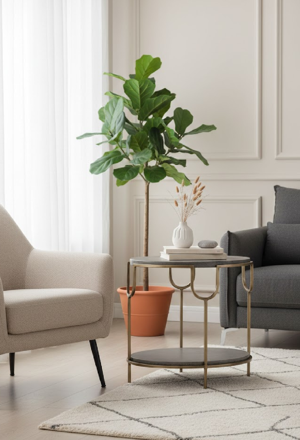 Modern European furniture - Oval Gray Concrete Side Table - www.oroa.com | Oroa.com