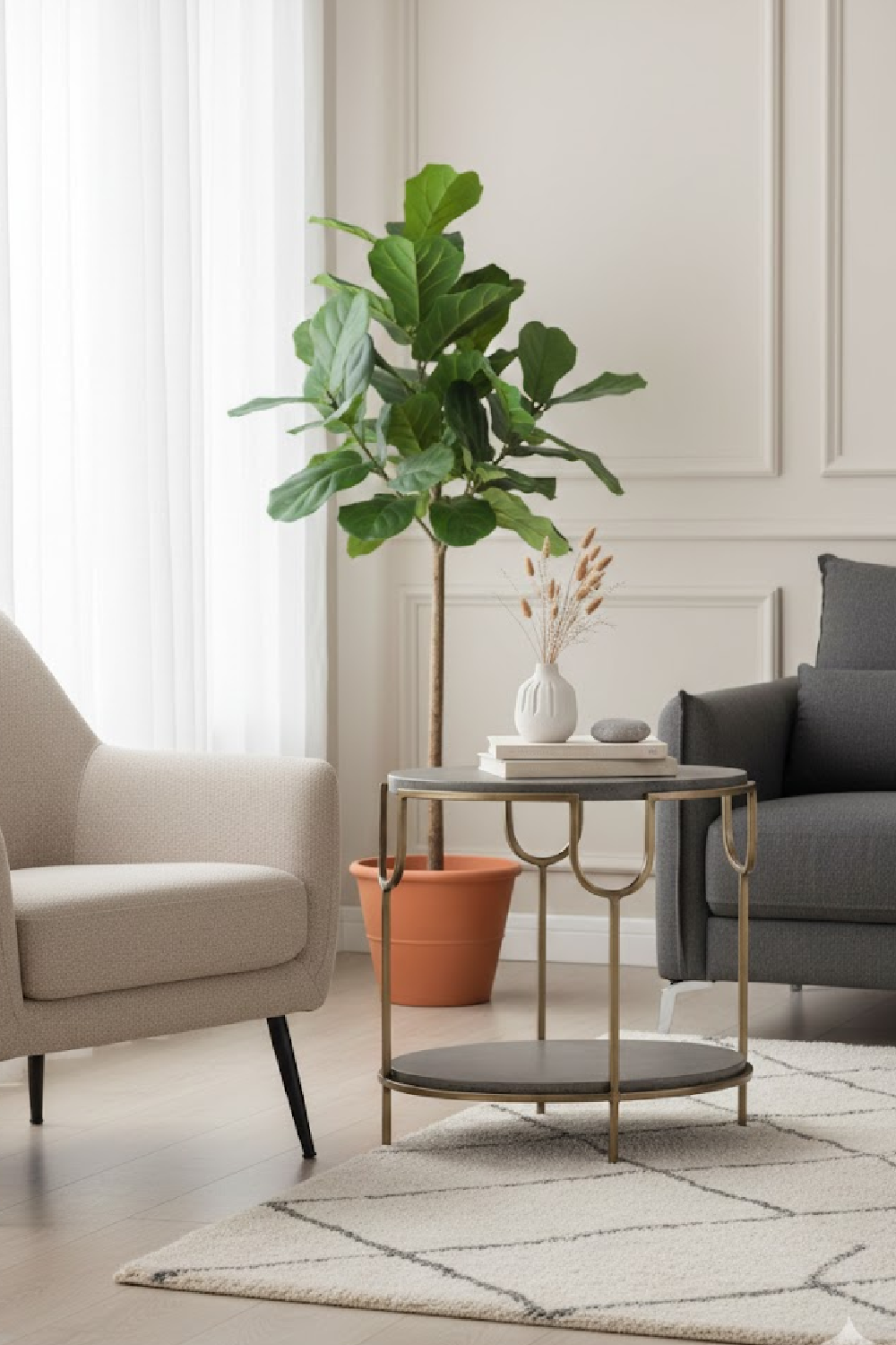 Modern European furniture - Oval Gray Concrete Side Table - www.oroa.com | Oroa.com