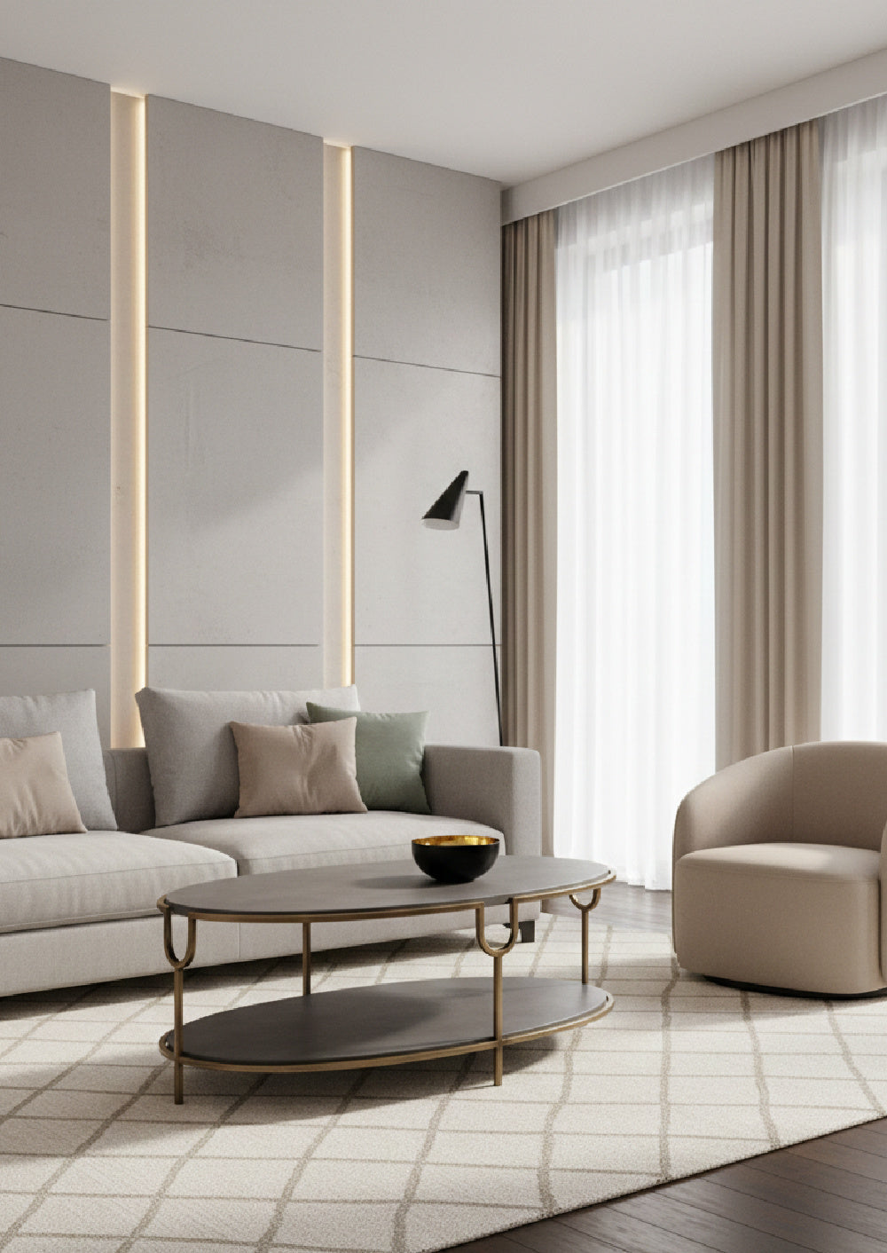 Modern European furniture - Modern Concrete Oval Coffee Table - www.oroa.com | Oroa.com