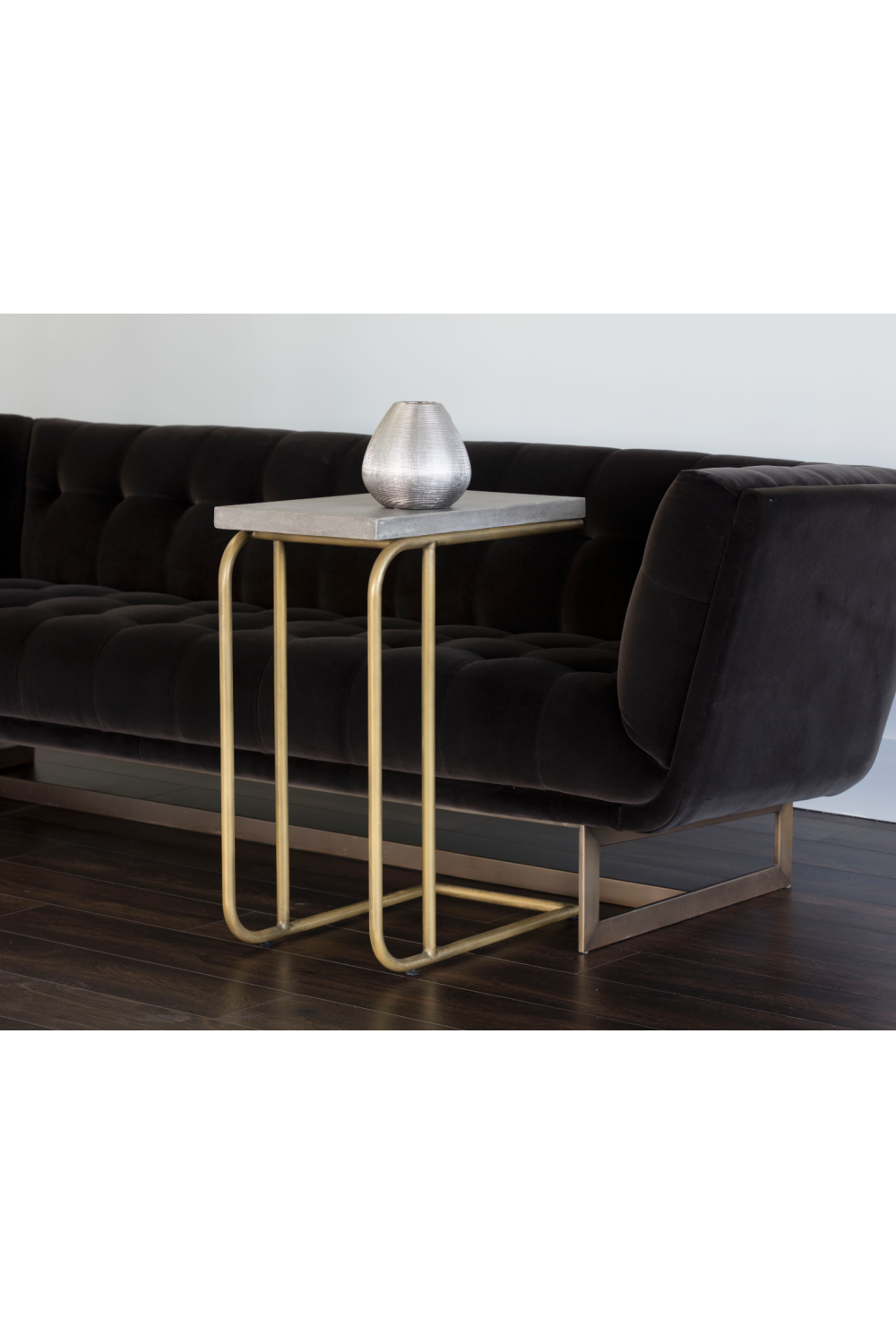 Modern European furniture Gray Concrete C-Shaped End Table - www.oroa.com | Oroa.com