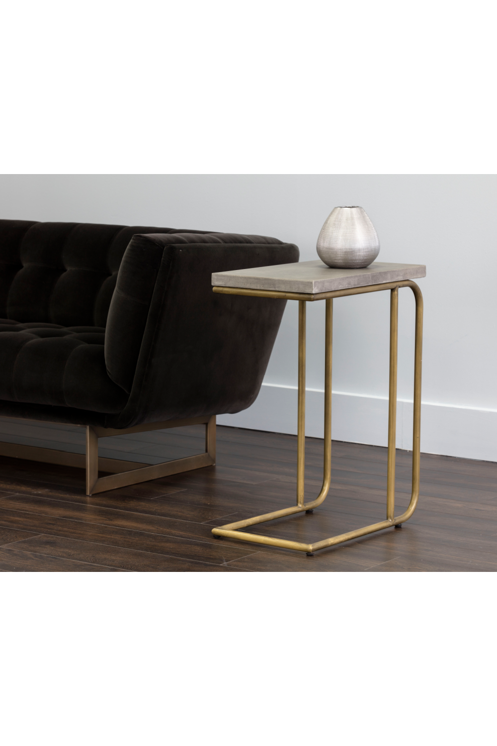 Modern European furniture Gray Concrete C-Shaped End Table - www.oroa.com | Oroa.com