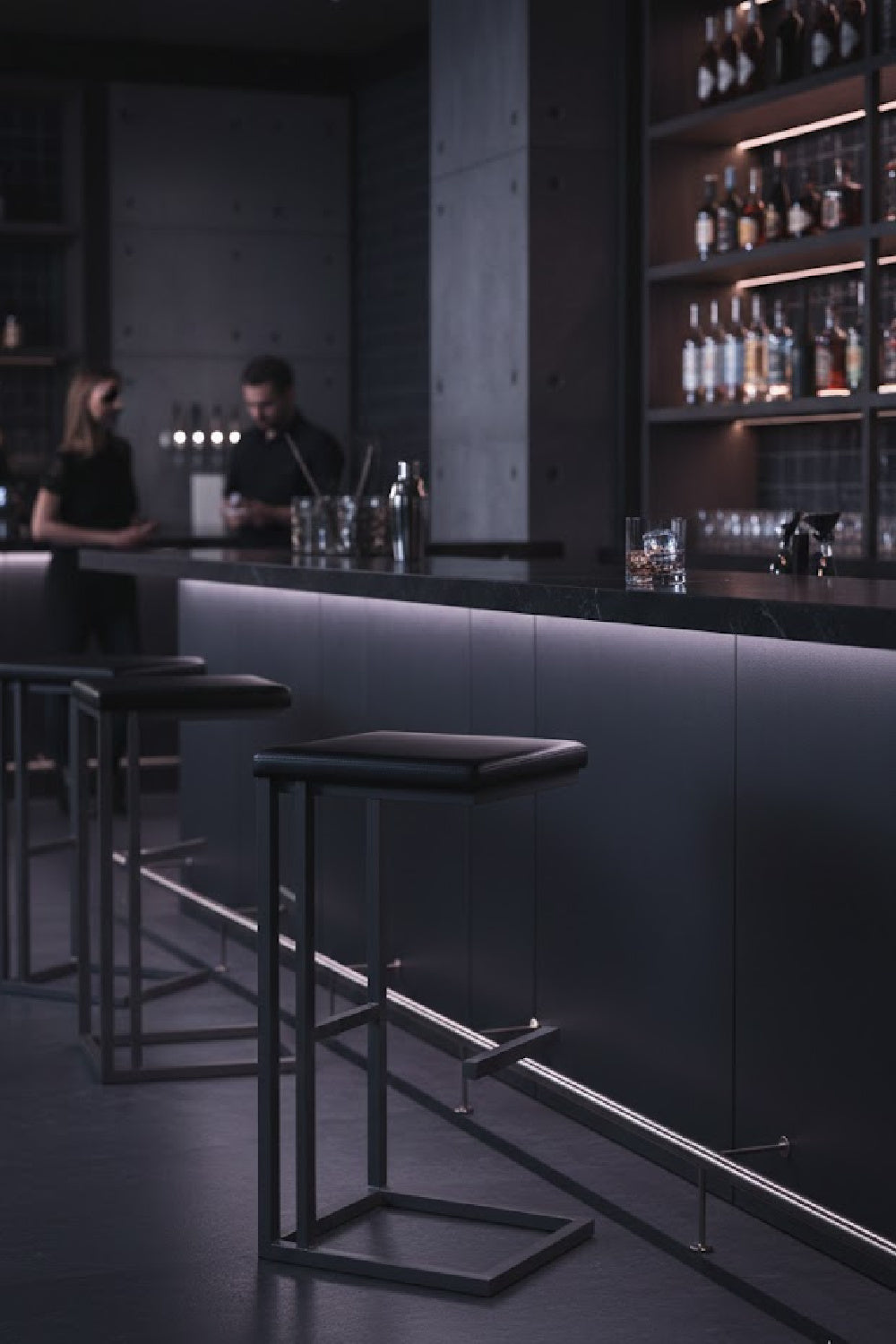 Modern European furniture - Leather Look Cantilevered Bar Stool - www.oroa.com | Oroa.com