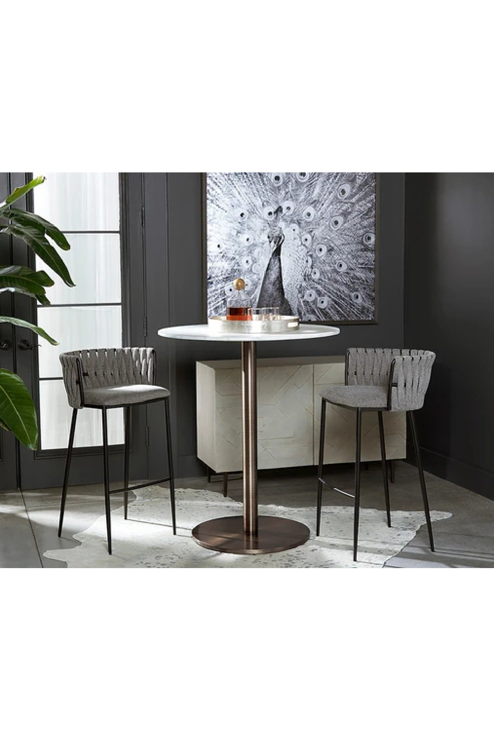 Modern European furniture - Round White Marble Bar Table - www.oroa.com