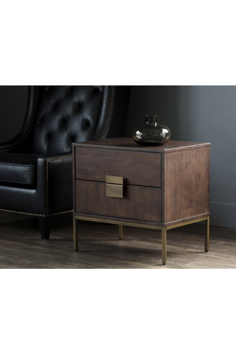 Modern European furniture - Acacia Wood 2-Drawer Nightstand - www.oroa.com