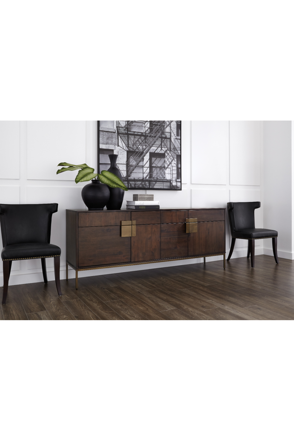 Modern European furniture - Brown Wooden 4-Drawer Sideboard - www.oroa.com