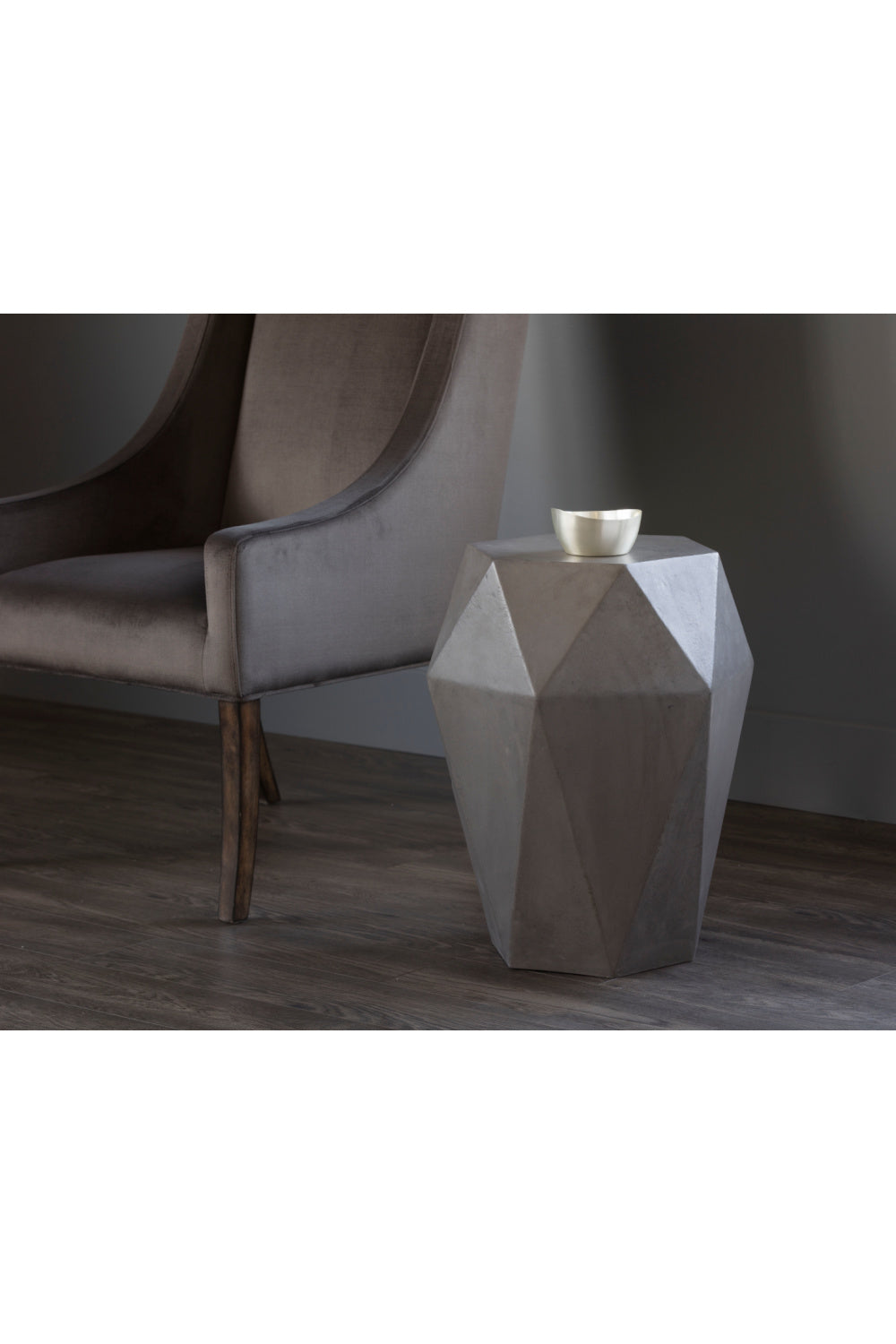 Modern European furniture - Gray Faceted Indoor/Outdoor End Table - www.oroa.com | Oroa.com