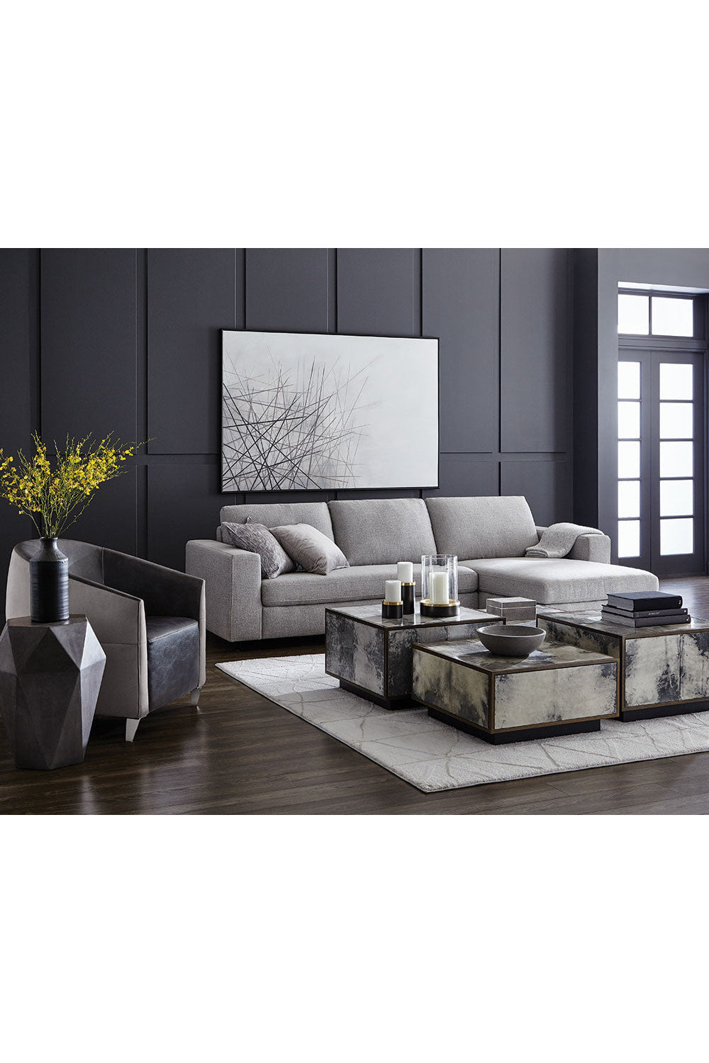 Modern European furniture - Gray Faceted Indoor/Outdoor End Table - www.oroa.com | Oroa.com