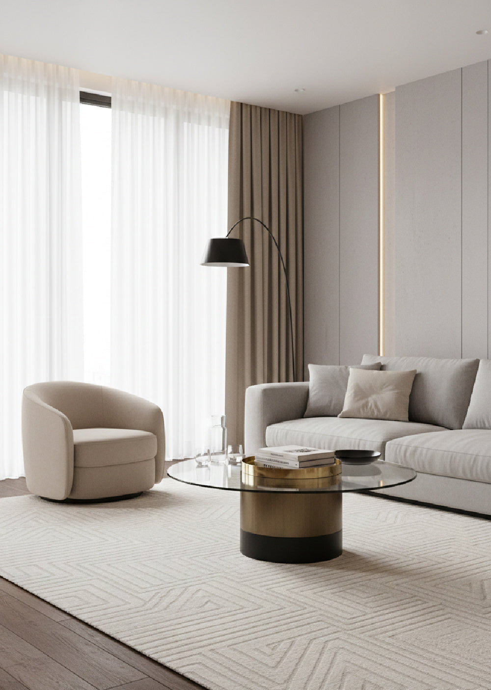 Modern European furniture - Cylindrical Gold Base Coffee Table - www.oroa.com | Oroa.com