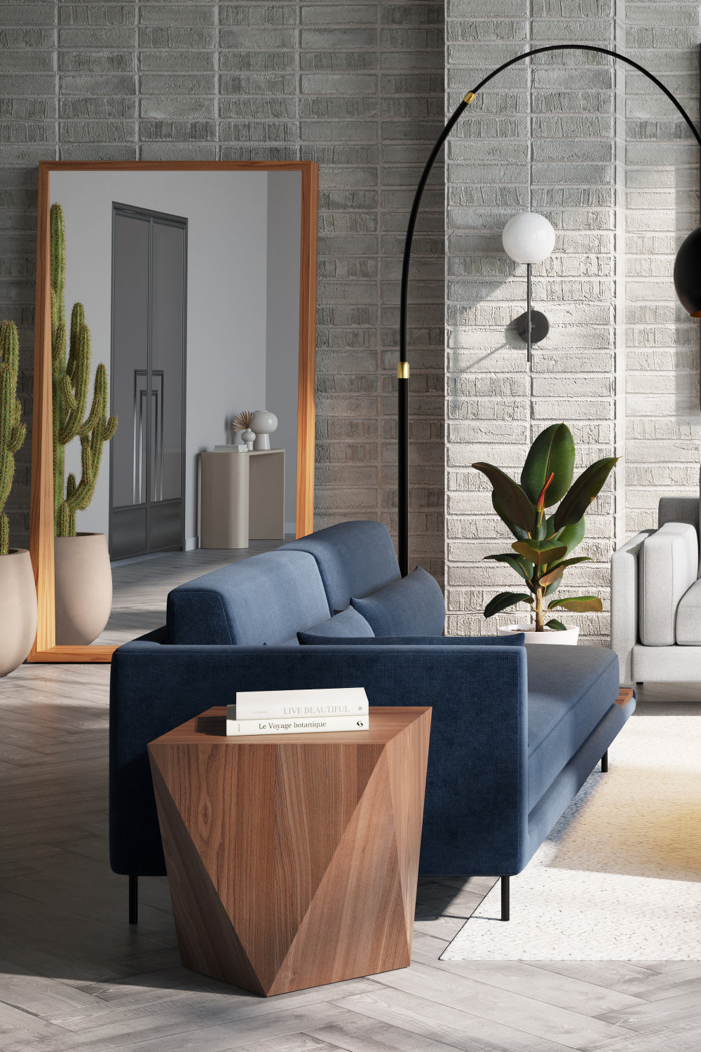 Modern European furniture - Geometrical Walnut End Table - www.oroa.com | Oroa.com