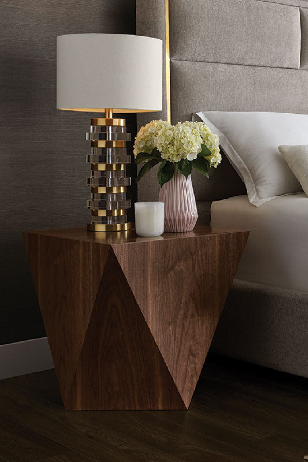 Modern European furniture - Geometrical Walnut End Table - www.oroa.com | Oroa.com