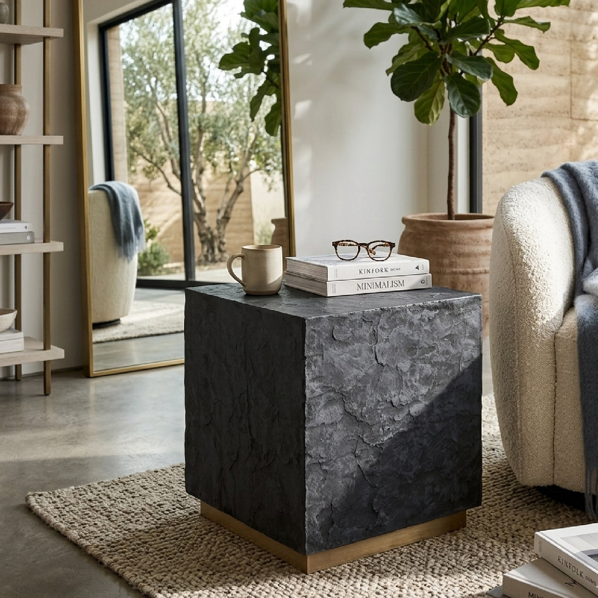 Modern European furniture - Textured Concrete End Table - www.oroa.com | Oroa.com