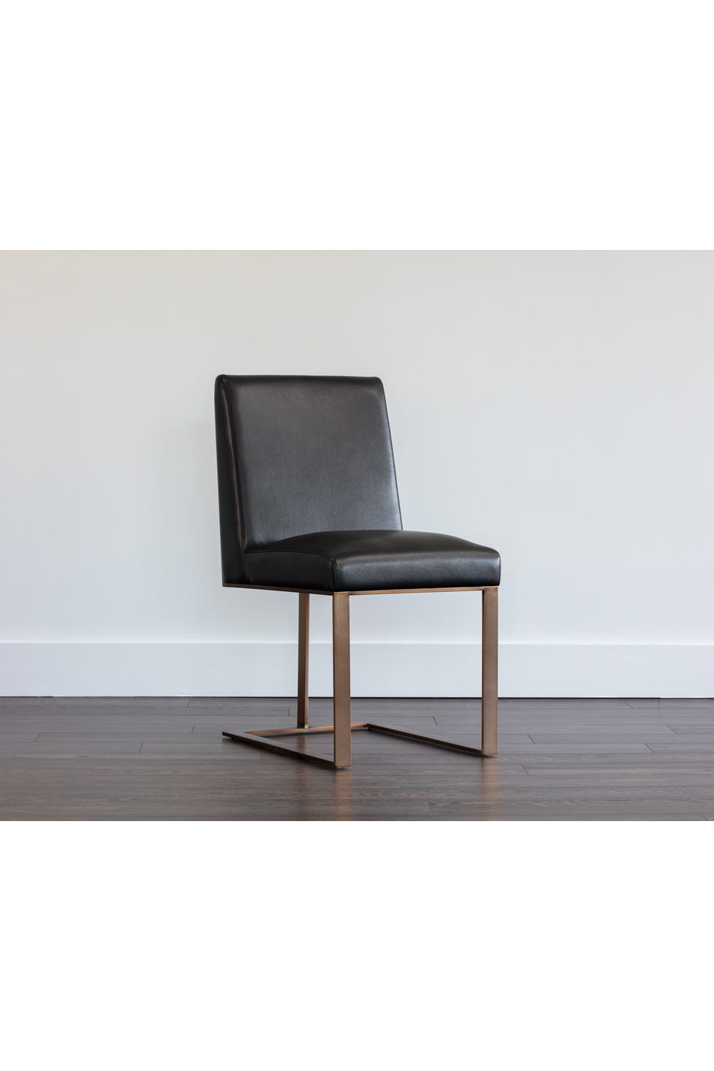 Modern European furniture - Black Leather Cantilevered Dining Chair - www.oroa.com