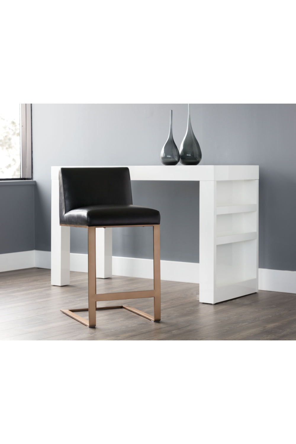 Modern European furniture - Black Bonded Leather Counter Stool - www.oroa.com | Oroa.com