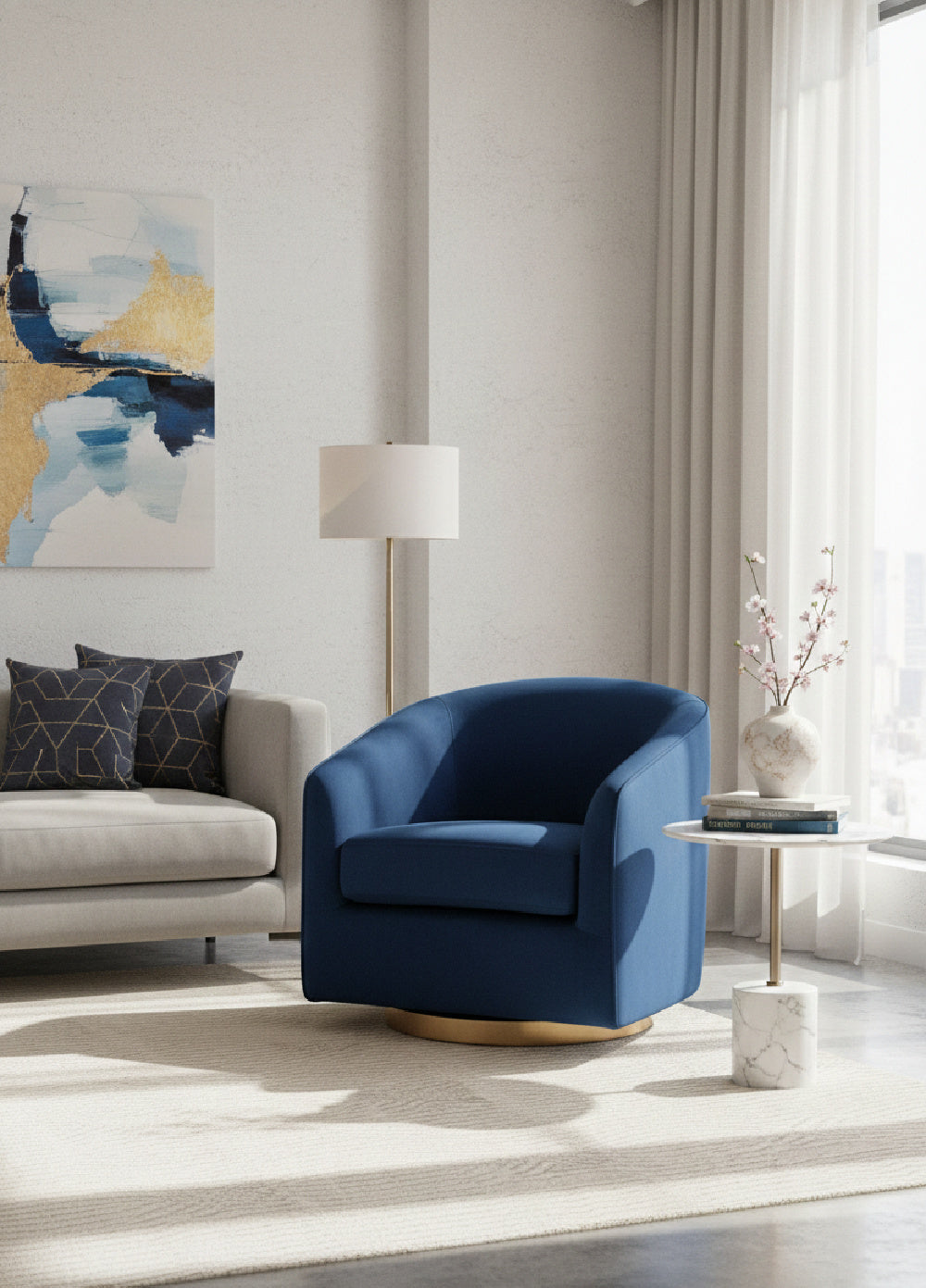 Modern European furniture - Curved Swivel Lounge Chair - www.oroa.com | Oroa.com