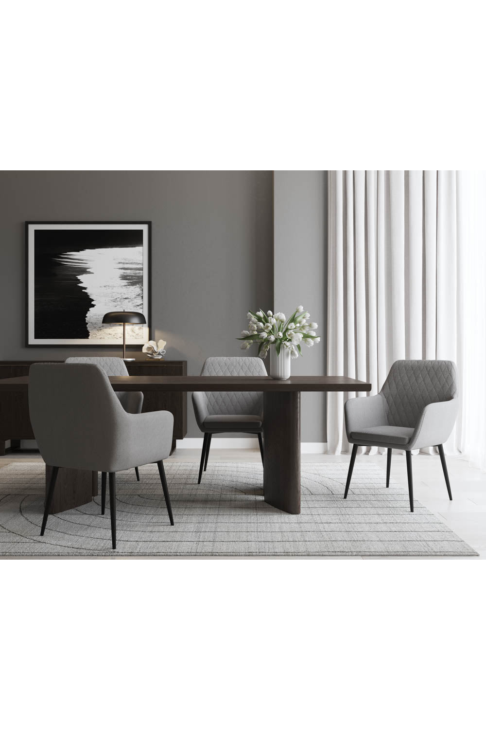 Modern European furniture - Gray Diamond-Tufted Dining Armchair - www.oroa.com | Oroa.com