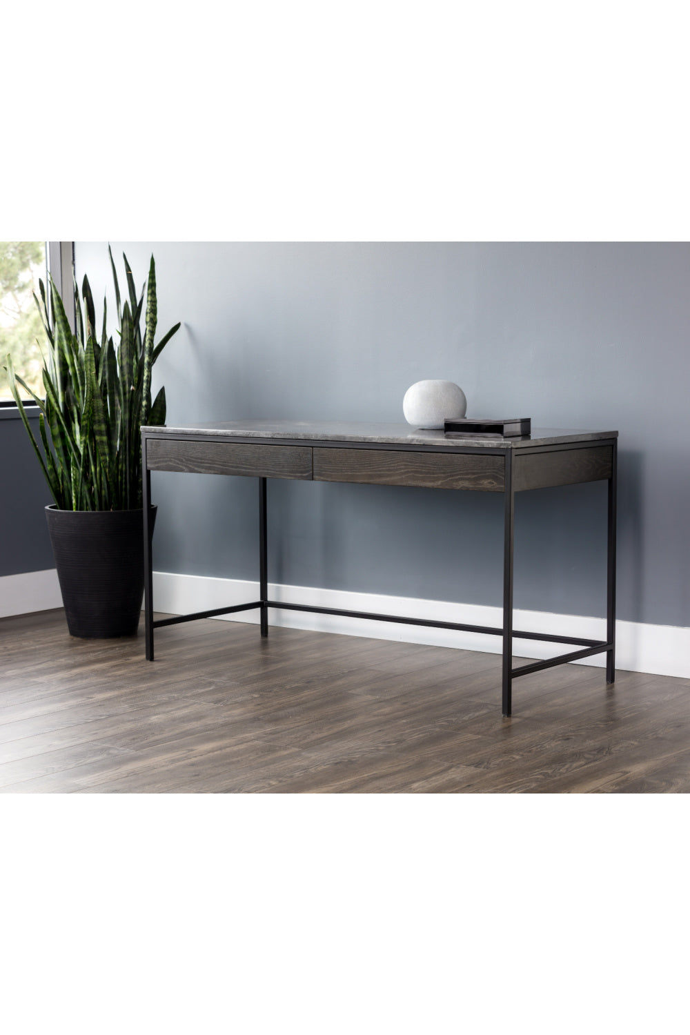 Modern European furniture - Gray Marble 2-Drawer Console Table - www.oroa.com | Oroa.com