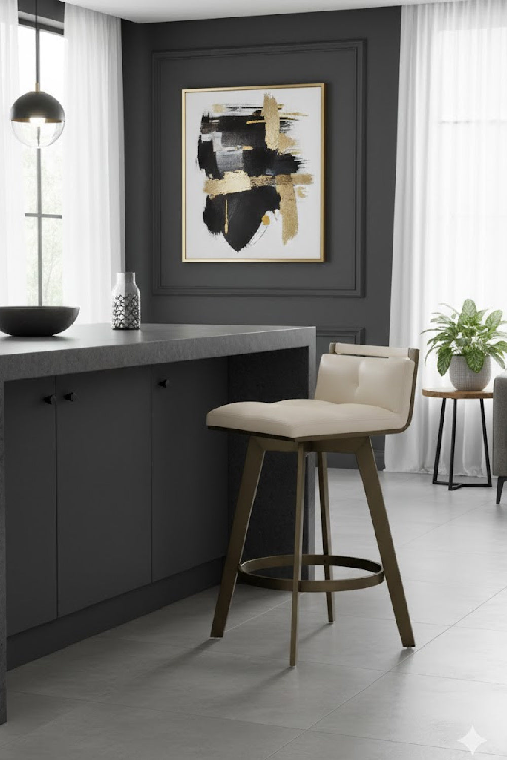 Modern European furniture - Swivel Counter Stool with Metal Frame - www.oroa.com