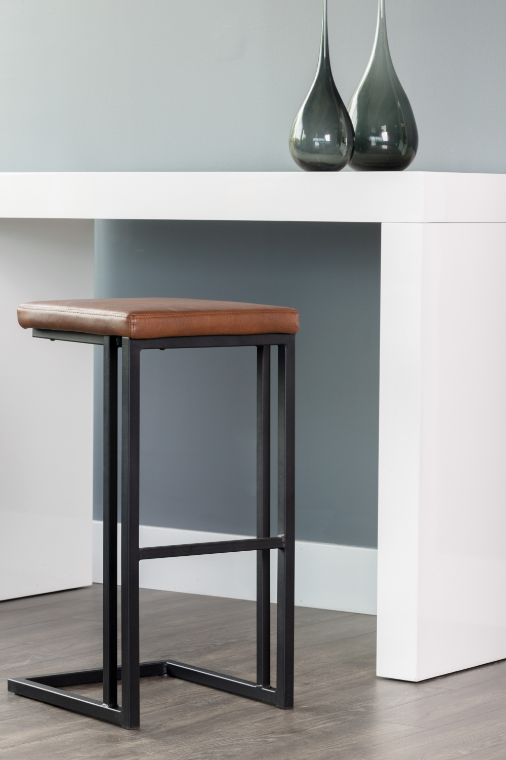 Modern European furniture - Leather Look Cantilevered Bar Stool - www.oroa.com | Oroa.com