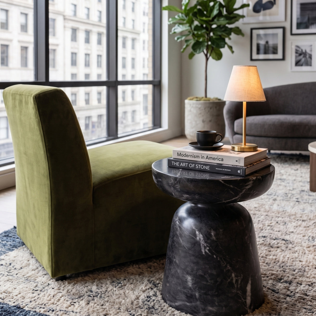 Marble-Look Indoor/Outdoor End Table | Oroa.com