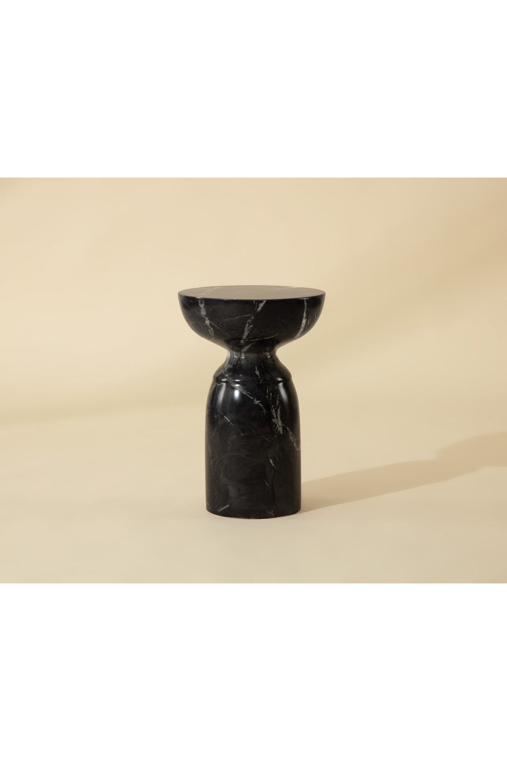 Modern European furniture - Round Marble-Look Indoor/Outdoor End Table - www.oroa.com