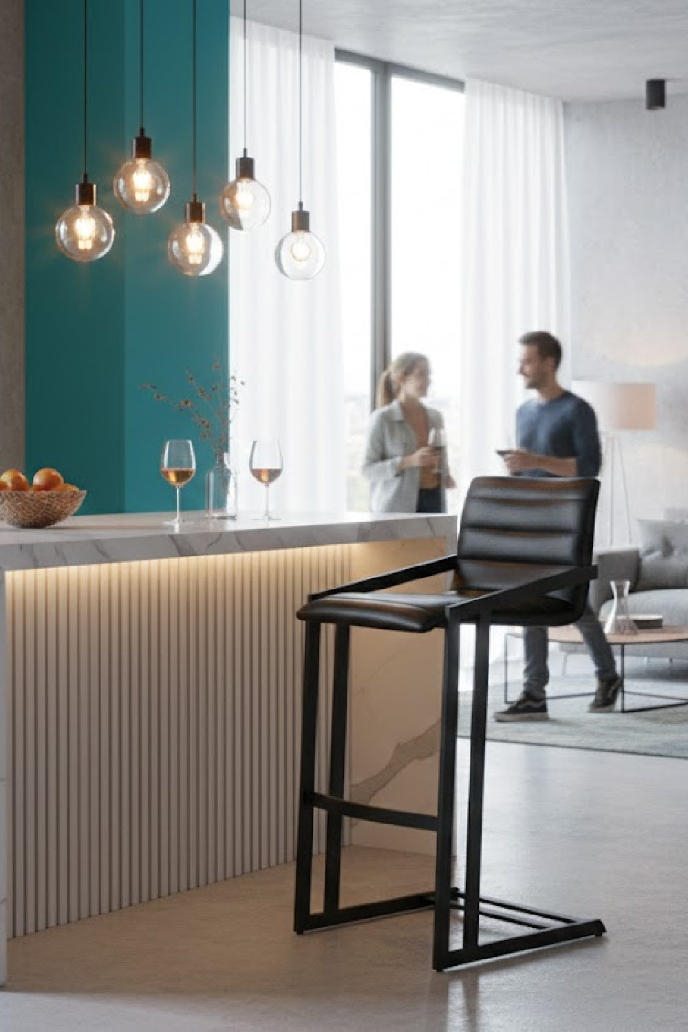 Modern European furniture - Horizontal Channel-Tufted Bar Stools (2) - www.oroa.com | Oroa.com