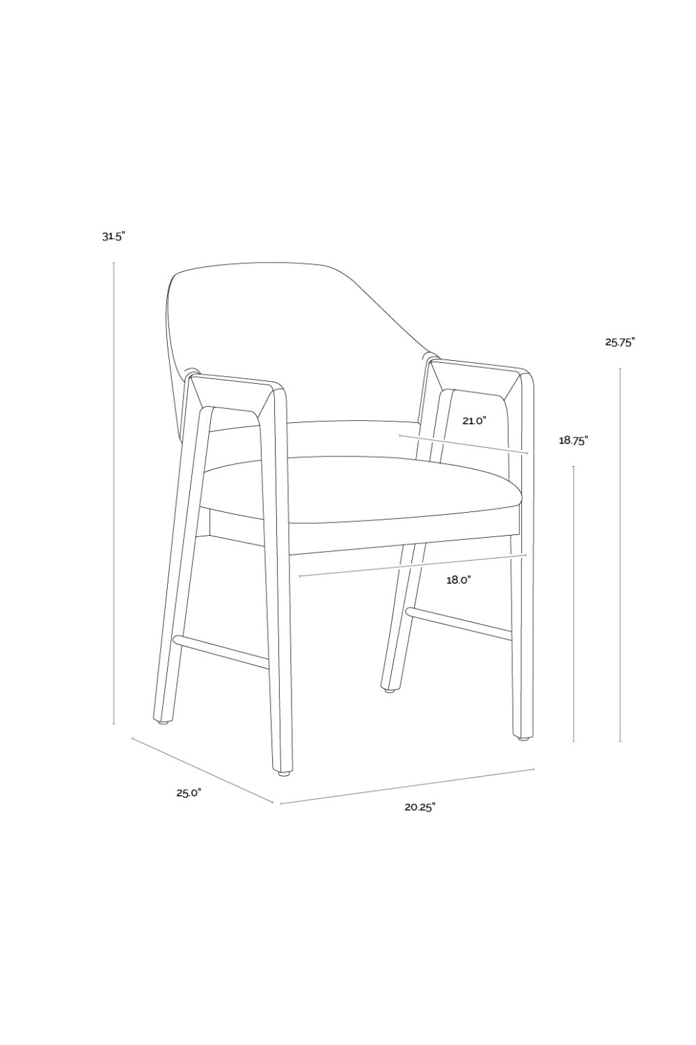 Modern European furniture - Smoked Acacia Frame Dining Chair - www.oroa.com