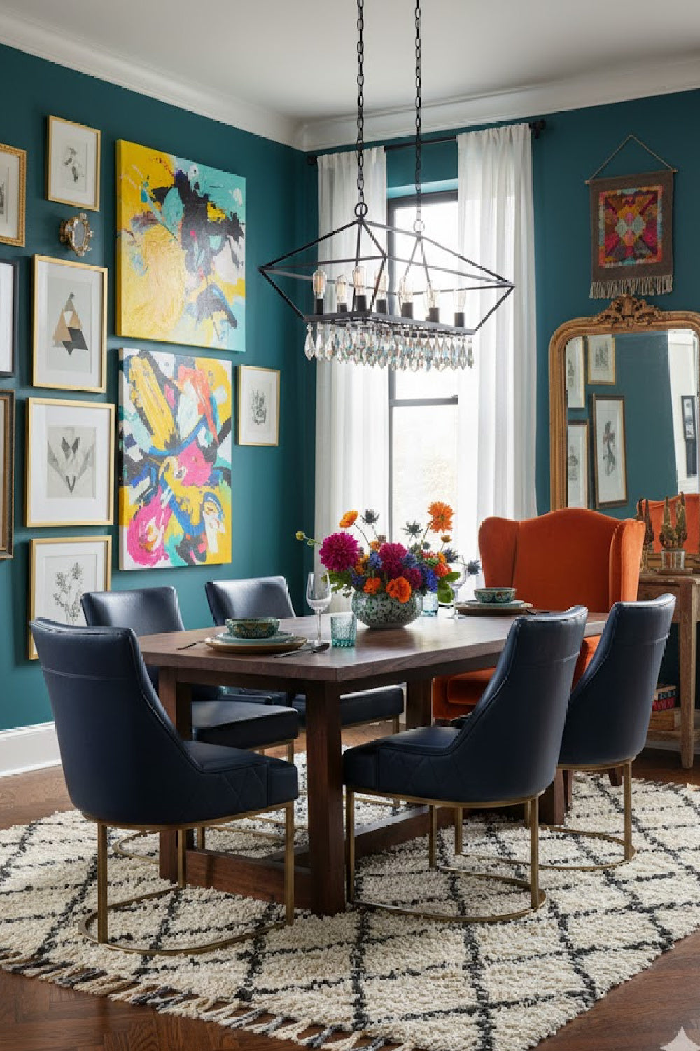 Modern European furniture - Bronze Cantilever Leather Dining Chairs (2) - www.oroa.com | Oroa.com