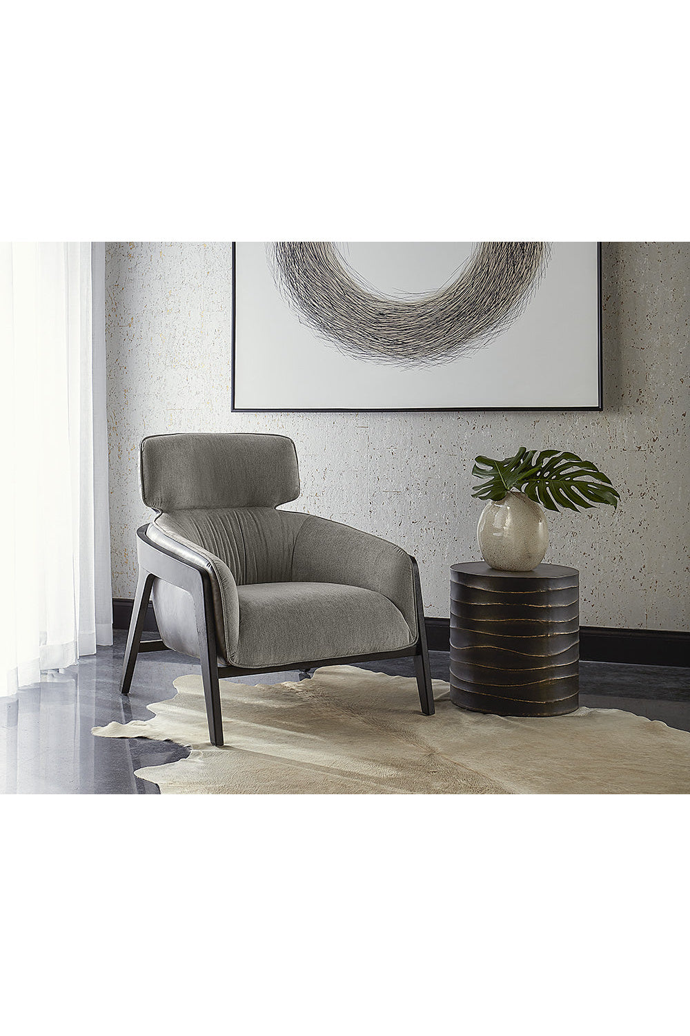 Modern European furniture - Black Cylindrical End Table - www.oroa.com