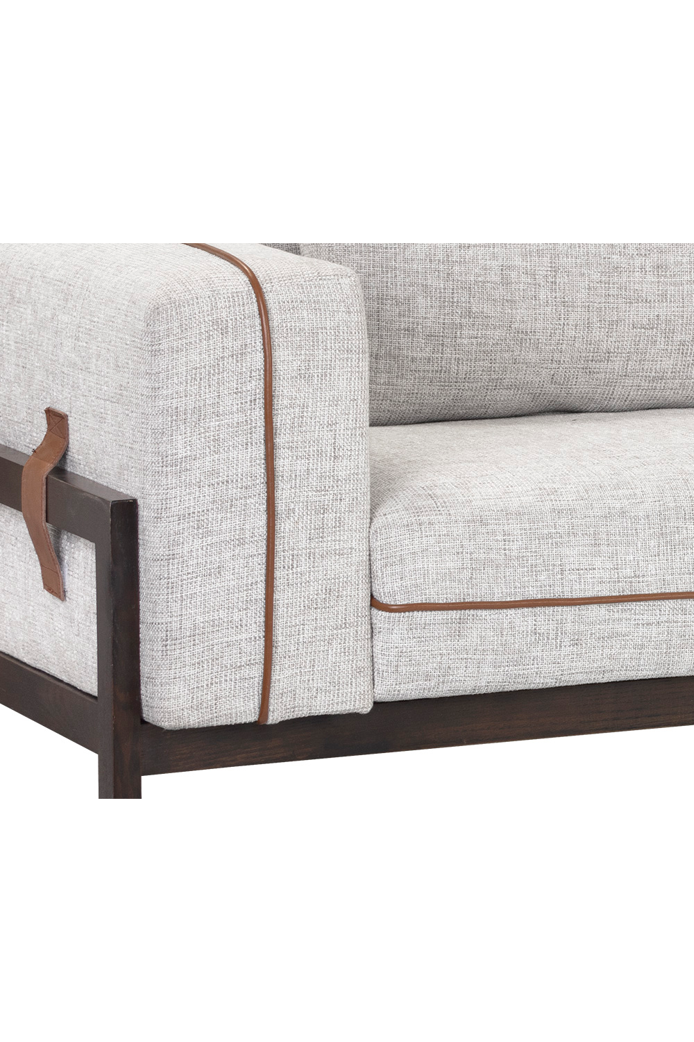Modern European furniture - Brown Leather Piped Sofa - www.oroa.com